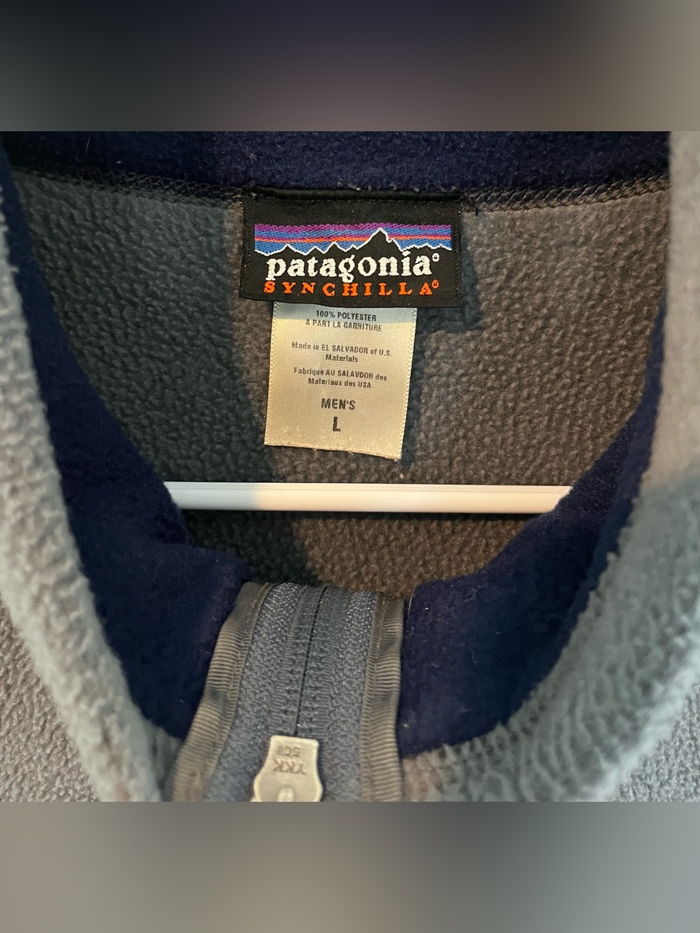 Patagonia Synchilla Men's Slate Gray Zippered Fleece Zip Vest, Size Large - Picture 3 of 5